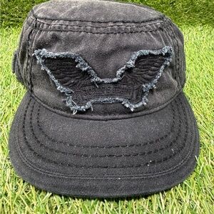 Robin's Jean Black Denim Hat with Wing Design